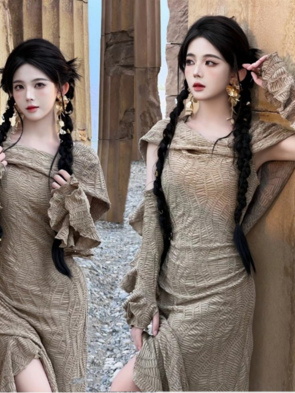 Ethnic Fashion Clothing - Desert Themed Long Dress Women's Fashion