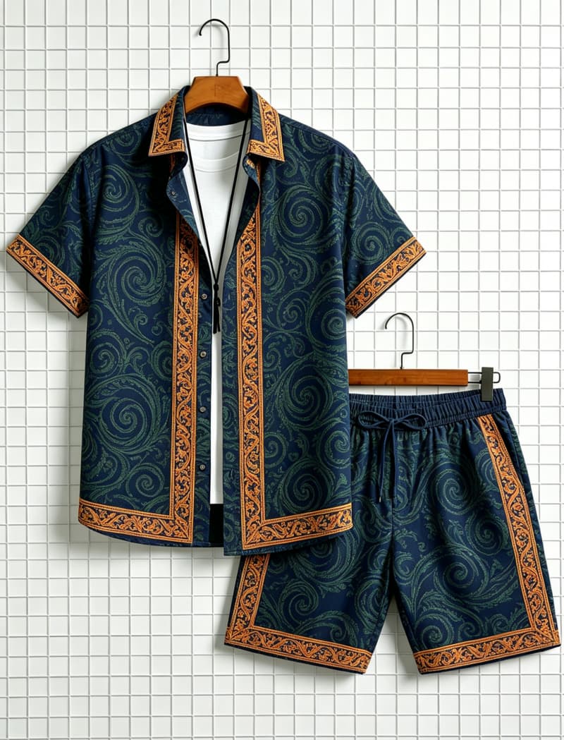 Men's ethnic border printed sh - đánh giá và giá Ethnic Fashion Clothing
