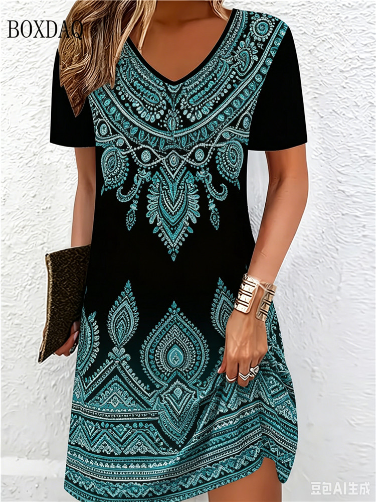Vintage Ethnic 3D Printed Dres - đánh giá và giá Ethnic Fashion Clothing