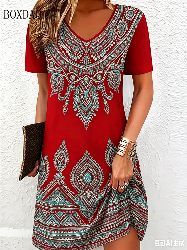 Vintage Ethnic 3D Printed Dres - đánh giá và giá Ethnic Fashion Clothing